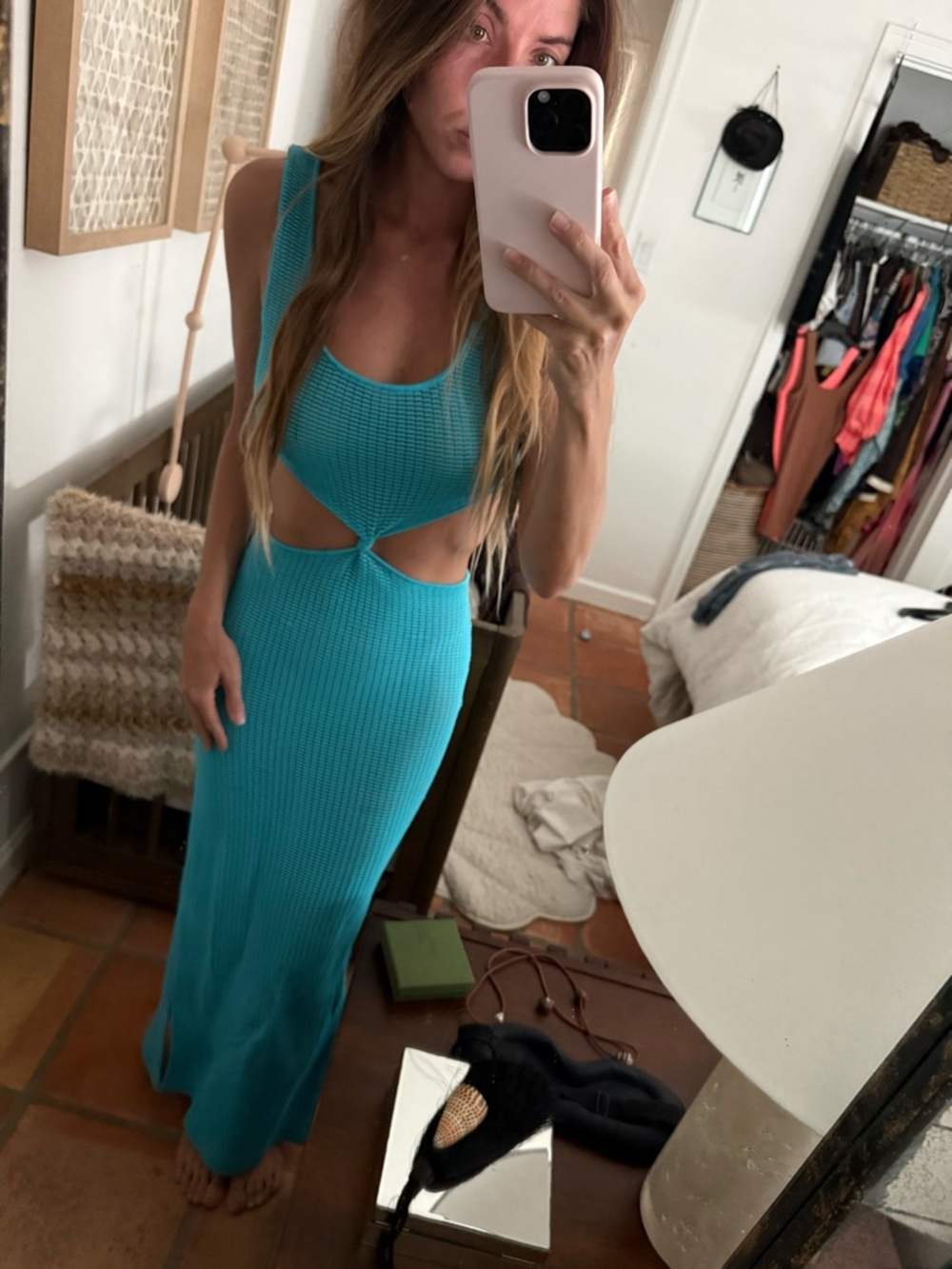 SOLID & STRIPED Turquoise Knit Maxi Dress